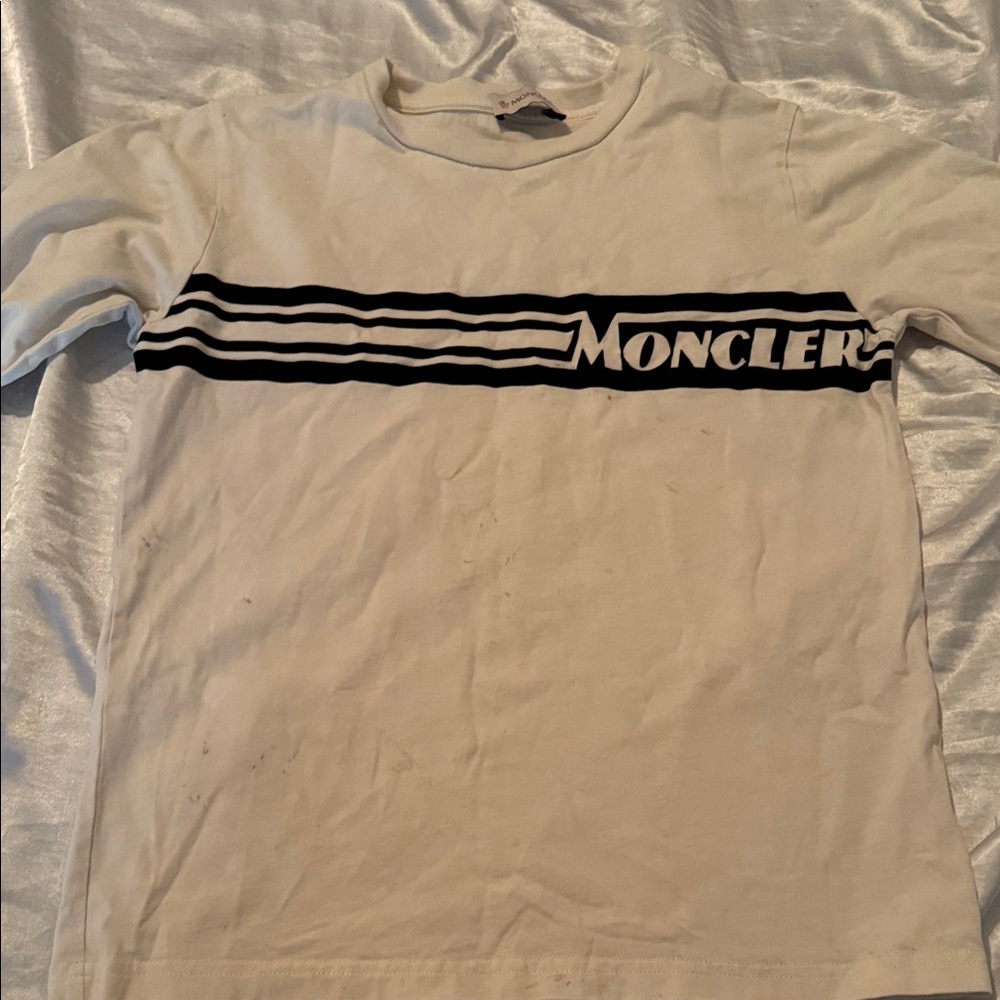 Moncler Cream and Black Logo T-Shirt